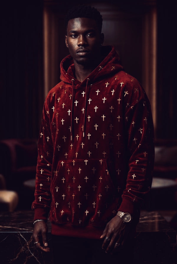 The Crimson Cross Luxe Velour Hoodie