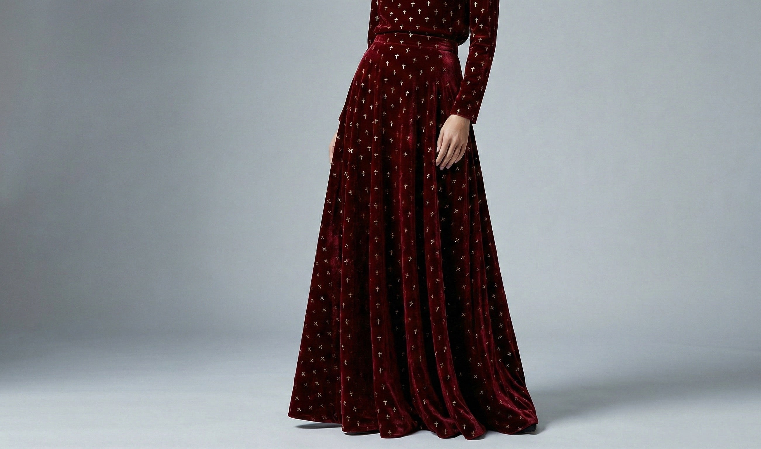 The Cross Velvet Royale Mock-Neck Gown